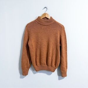 Aerie Light Orange Chunky Knit Oversized Mock Neck Long Sleeve Sweater Top